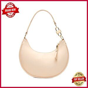 Medium Hobo Shoulder Bag with Lock Hardware, Zip Closure, 11x8 Inches